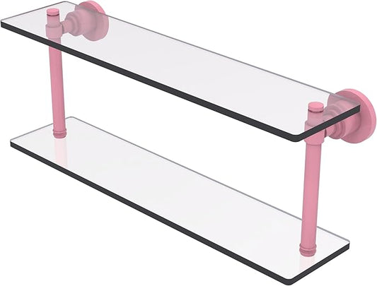 Allied Brass WS-2/22-PNK Washington Square Collection 22 Inch Two Tiered Glass Shelf, Pink