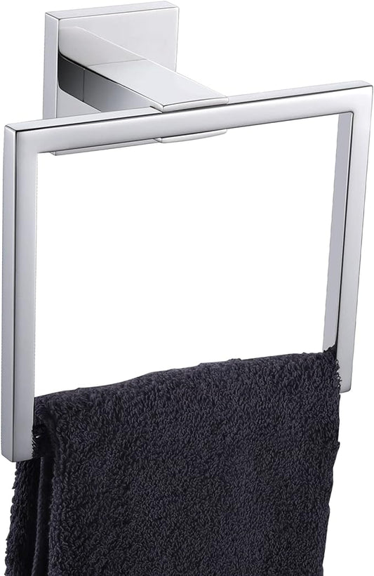 KOKOSIRI Bathroom Towel Holder Bath Towel Ring Towel Hanger Towel Rack Wall Mounted Stainless Steel Mordern Style, Polished Chrome, B3004CH