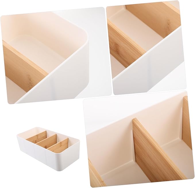 Multi-grid Storage Box Sturdy Bamboo Storage Container Desktop Organizer