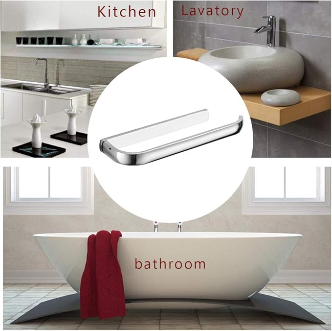 BESy Brass Hand Towel Bar for Bathroom Polished Chrome Bathroom Accessories Fixtures, Rustproof Wall Mounted Towel Rack Hanger, 12 Inch