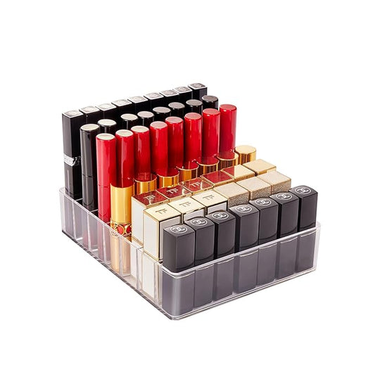 Acrylic Makeup Palette Organizer - Lipstick Organizer - 7-Divided Eyeshadow Palette Organizer for Drawer - Cosmetics Display Storage for Vanity Bathroom Countertop - Clear Cosmetic Organizer