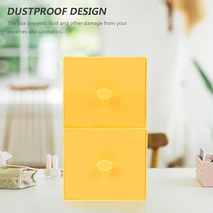 Zerodeko 2pcs Stackable Box Jewelry Organizer Compact Household Makeup Storage Case for Desk for Cosmetics and Stationery Organization