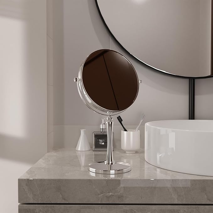 GURUN 8-inch Tabletop Makeup Mirror, 1X/20X Magnifying Vanity Mirror, 360° Rotation Dual-Sided Makeup Mirror, Ideal Gift for Women Chrome Finish M2310(8in,20X)