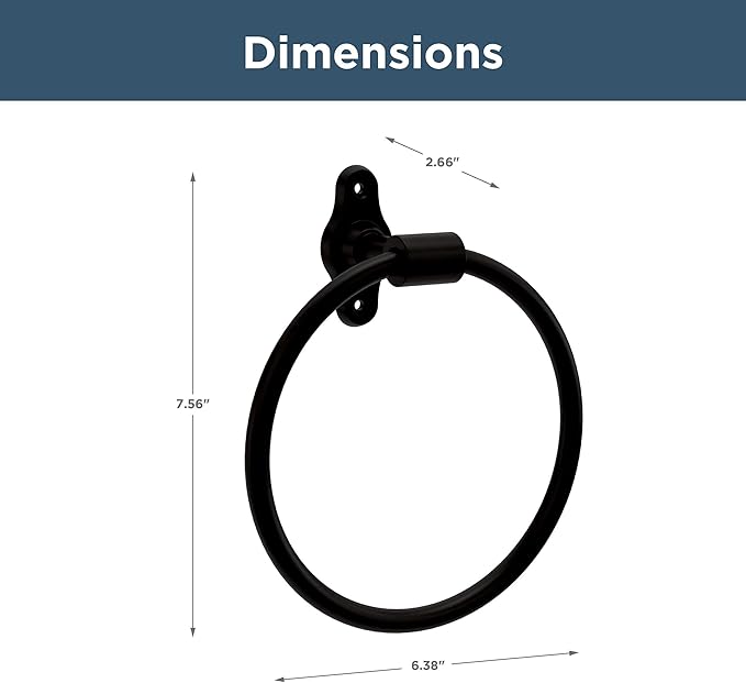 Franklin Brass Calloway (1-Pack) Hand Towel Holder Matte Black Towel Racks for Bathroom Wall Round Towel Ring Holder for Bath Towel Hanger for Kitchen, Bathroom Accessories CLWY46-MB