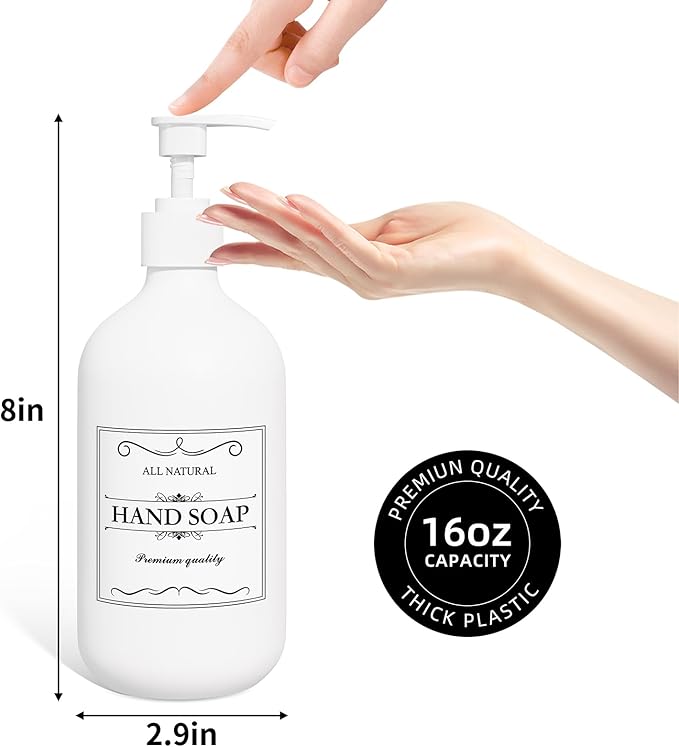 Kzeirm White Soap Dispenser Set of 2 - Kitchen & Bathroom, Hands & Dishes Soap Dispenser