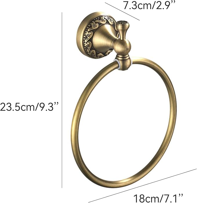 Towel Ring Antique Brass Hanger Hand Towel Holder for Bathroom Kitchen Accessories Wall Mounted,Pattern Carving Design