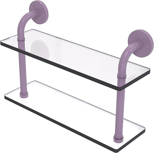 Allied Brass RM-2-16-LVN Remi Collection 16 Inch Two Tiered Glass Shelf, Lavender