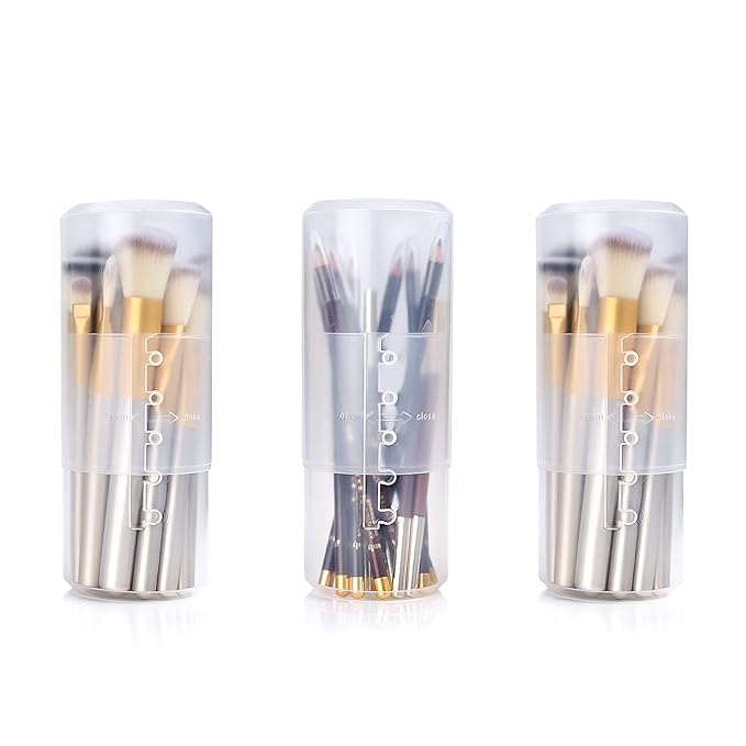 OCHEAL Makeup Brush Holders, 3 Pack of Makeup Brush Organizer Travel Case Retractable Plastic Travel Makeup Brush Holder For Vanity Makeup Artist Brushes Storage Cup