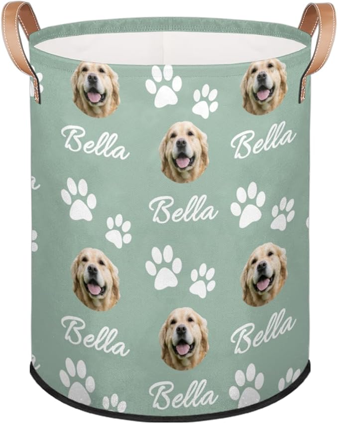 Custom Dog Print Laundry Hamper, Personalized Laundry Baskets with Handles Dirty Clothes Hamper Storage Basket