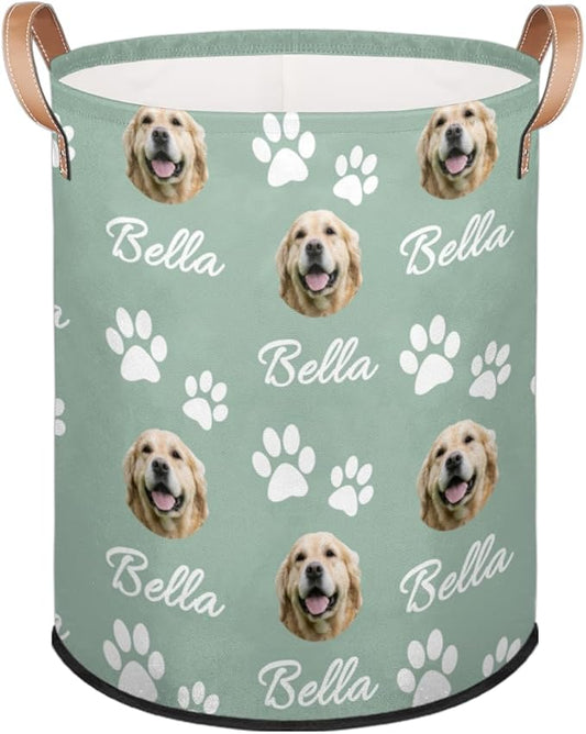 Custom Dog Print Laundry Hamper, Personalized Laundry Baskets with Handles Dirty Clothes Hamper Storage Basket