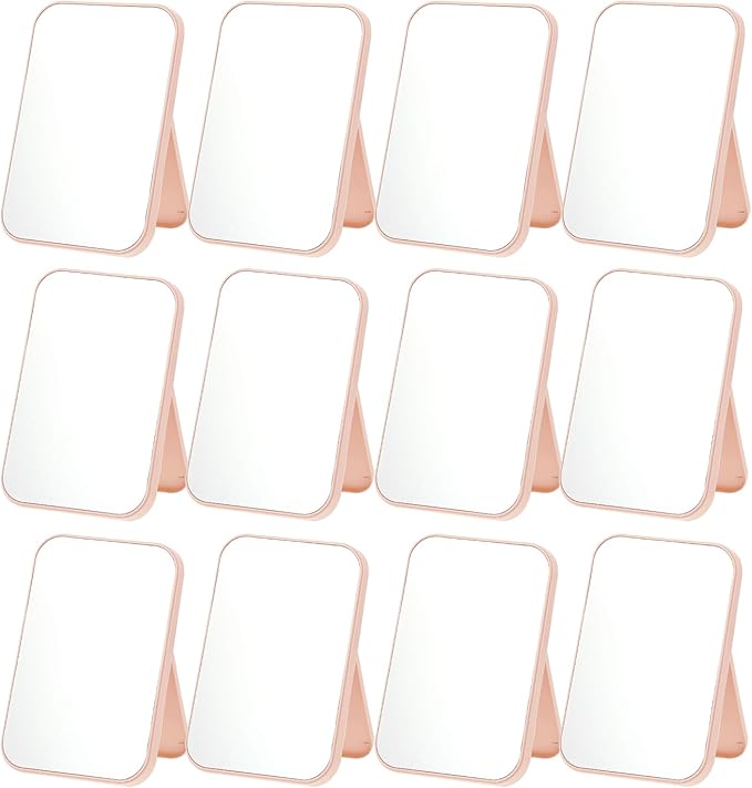 Rainmae 12 Pcs Spa Party Mirrors Spa Party Supplies for Girls, Pink Sleepover Accessory Favors Makeup Mirror for Sleepover Slumber Birthday Favors Gift