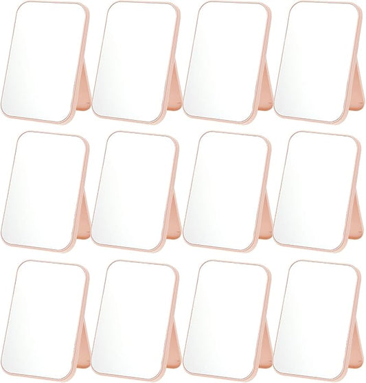 Rainmae 12 Pcs Spa Party Mirrors Spa Party Supplies for Girls, Pink Sleepover Accessory Favors Makeup Mirror for Sleepover Slumber Birthday Favors Gift