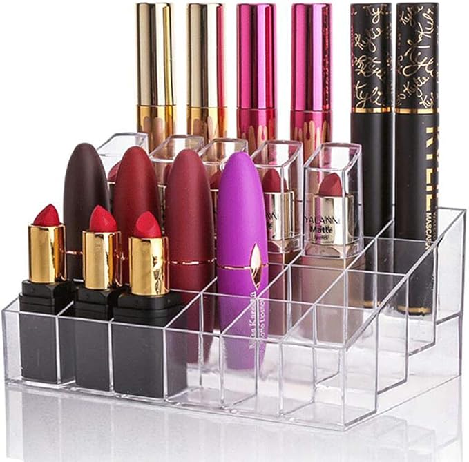 Magik 24-40 Grid Lipstick Makeup Stand Display Holder Case Cosmetic Multi-Purpose Acrylic Organizer (2, 24 Grid Large)