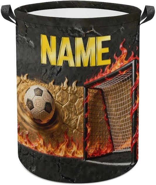 Personalized Soccer Laundry Hamper Custom Name Funny Dirty Clothes Laundry Basket Portable Storage Basket For Home Bathroom Family Football Lovers Xmas Birthday (style 22)