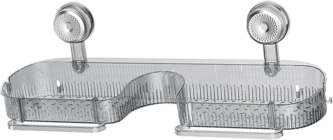 Suction Bathroom Shelf with Drain Holes Space Efficient Storage for Toiletries Cosmetics Laundry Room Supplies Multipurpose Suction Shelf