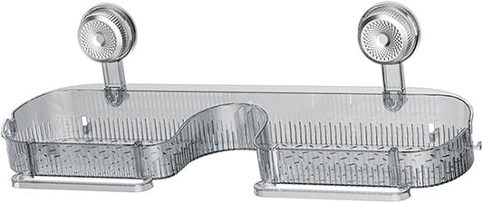 Suction Bathroom Shelf with Drain Holes Space Efficient Storage for Toiletries Cosmetics Laundry Room Supplies Multipurpose Suction Shelf