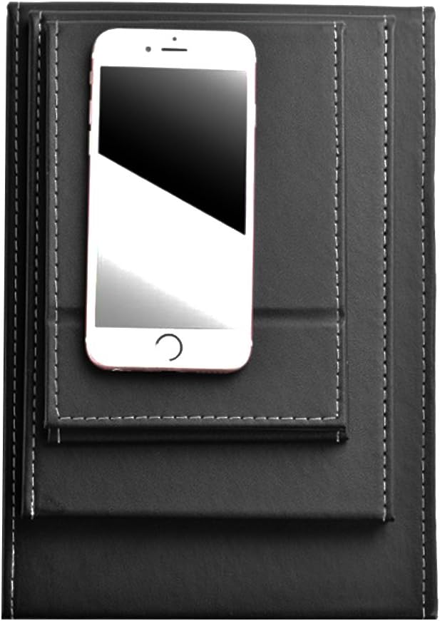 JOLY Protable PU Leather Mirror Folding Desktop Makeup Mirror with Adjustable Stand for Personal Use,Travelling (S, Black)