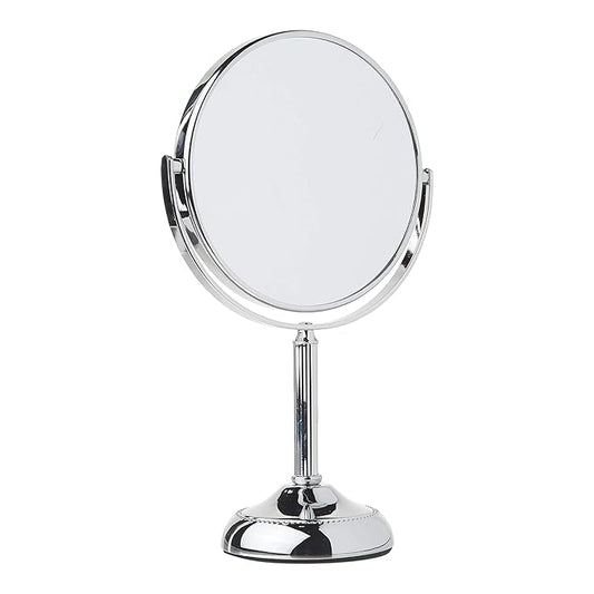 JERDON Two-Sided Tabletop Makeup Vanity Mirror - 10X-1X Magnification & Swivel Design - 6-Inch Diameter Portable Mirror – Polished Chrome Finish - Model JP910CB