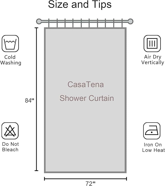 Farmhouse Striped Shower Curtain - 72x84 Inches, Linen Blend Fabric, Breathable & Machine Washable, Rustic Dusty Blue for Bathroom Decor (Hooks/Liner Not Included)