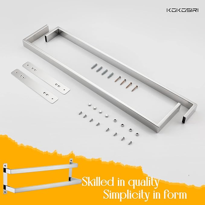 KOKOSIRI Towel Bars Bath Towel Holders 24 Inches Chrome Bathroom 2-Tiers Ladder Towel Rails Wall Mounted Towels Shelves Rack Polished Stainless Steel, B5008CH-L24