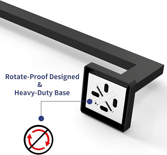 Matte Black Towel Bar, 16 Inch Towel Rack for Bathroom Wall Mounted, Thicken SUS304 Stainless Steel Heavy Duty Hand Towel Holder, Space Saving Towel Rod Modern Home Decor
