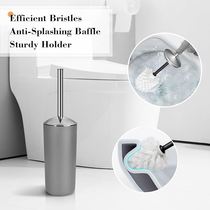 Grey Bathroom Accessories Set, 10Pcs Bathroom Accessory Set with Trash Can, Soap Dispenser and Toothbrush Holder, Soap Dish, Cotton Ball & Qtip Holder, Toilet Brush Holder, Tissue Box Cover