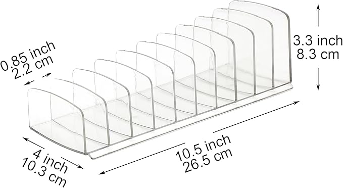 Youngever Large Plastic Makeup Palette Organizer, Clear Eyeshadow Holder, 10 Compartment Cosmetic Palette Organizer, Makeup Palette Holder
