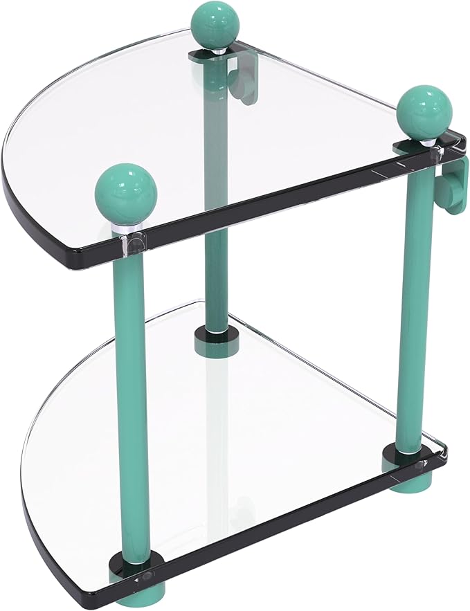 Allied Brass PR-3-SFG Two Tier Corner Glass Shelf, Sea Foam Green