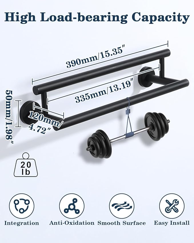 Alise Double Towel Bar Black,16" Towel Racks for Bathroom Wall Mounted,Bathroom Towel Rack SUS304 Stainless Steel Bathroom Towel Holder Quick Drying Hand Towel Holder Towel Bar for Walls