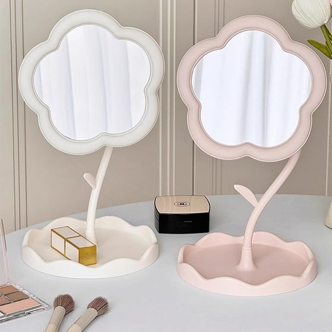 1 Pink Flower Mirror, Desktop Mirror, Dressing Mirror, Flower Shaped Makeup Mirror, Cute Flower Shaped Mirror, Suitable For Desktop, Bedroom, Bathroom, Living Room Home Decoration (Pink)