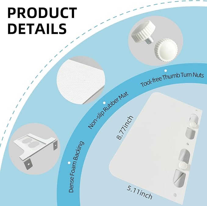 Metal Outlet Shelf Wall Holder for Decora (Standard Rectangle) Outlets - Bathroom & Kitchen Organizer with Cord Storage,Quick Install for Echo Dot Smart Home Toothbrush Holder Smart Speaker Cell Phone