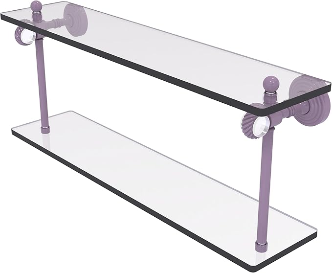 Allied Brass PG-2T-22-LVN Pacific Grove Collection 22 Inch Two Tiered Glass Shelf with Twisted Accents, Lavender