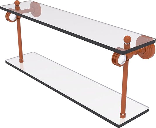 Allied Brass PG-2D-22-ASP Pacific Grove Collection 22 Inch Two Tiered Glass Shelf with Dotted Accents, Autumn Sparkle