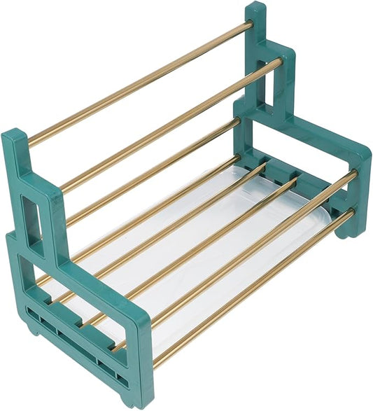 Glass Shelf for Bathroom ，Glass Aluminum，1pc Multi-Functional Storage Rack Sink Dish Strainer Sponge Kitchen Organization