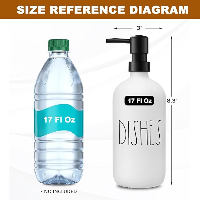 VIMERPA Dish Soap Dispenser, Matte White Soap Dispenser for Kitchen, Glass Dishes Soap Dispenser with Plastic Pump, 17 Fl Oz Refillable Liquid Soap Bottle Container, Farmhouse Kitchen Decor