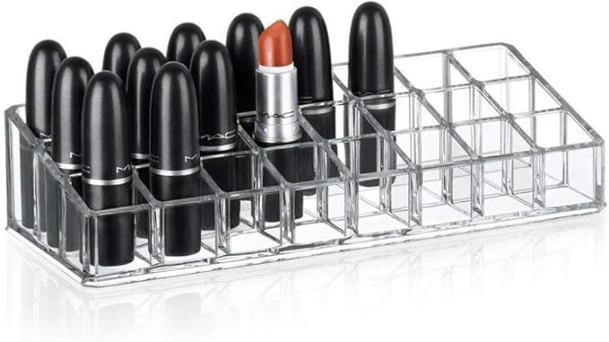 Lipstick Storage Box 24 Grid New Acrylic Transparent Makeup Organizer Cosmetic Display Stand Lipstick Holder