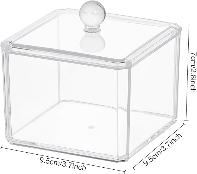 dedoot Plastic Drawer Organizer, Clear Acrylic Vanity Desk Storage and Organizer, Bathroom Display Storage Container with Lid for Jewelry, Small Items 3.74x3.54X2.55 Inch