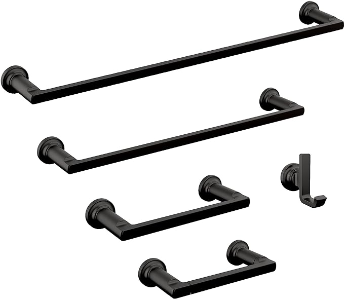 Delta Tetra (1-Pack) 24'' Towel Rack for Bathroom Matte Black Towel Bar for Bathroom Wall Towel Holder Rod Wall Mounted 78924-BL