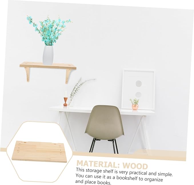 OUNONA Solid Wood Partitions Wall Hanger Bathroom Shelf Wall Mounted Storage Shelf for Sundries Easy Install