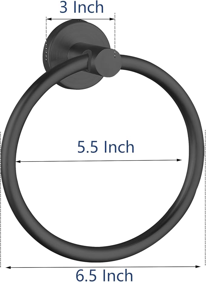 Towel Ring, Bathroom Hardware Accessories, Wall-Mounted Towel Ring, Simple Round Stainless Steel Towel Rack, for Bathroom and Kitchen (Black)