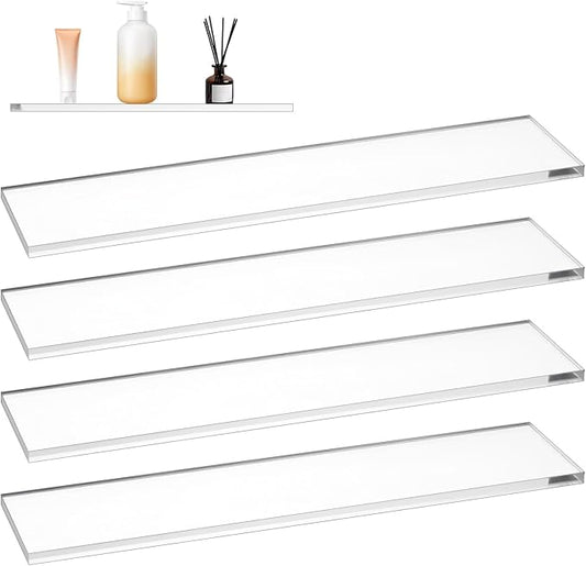 4 Pcs Medicine Cabinet Replacement Shelves 13 Inch Medicine Acrylic Shelves Wall-Mounted and Hanging Suitable for Bathroom Kitchen Living Room (Clear)