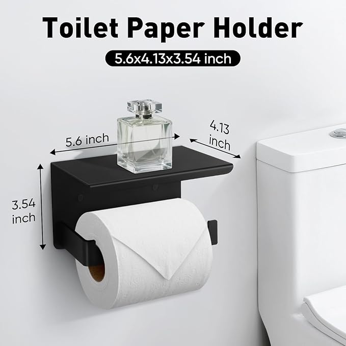 BlumWay 5-Pieces Matte Black Bathroom Accessories Set, 16 Inch Bathroom Hardware Set, SUS304 Stainless Steel, Toilet Paper Holder,Towel Racks for Bathroom Wall Mounted
