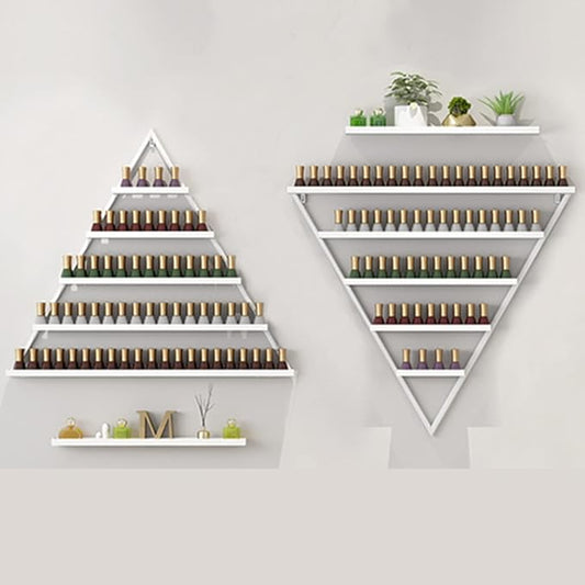 Nail Polish Rack Wall Mounted Perfume Organizer Shelves ,Triangle Nail Polish Metal Holder Essential Oil Display Case Shelf for Home Salon Business Spa, Cosmetics Bottles Storage Cabinet Spice Rack