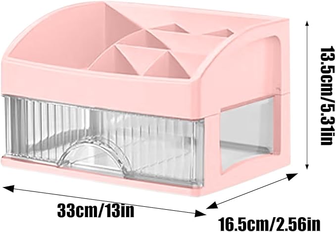Makeup and Jewelry Organizer-Multilayer Transparent Drawer Storage,Desk Drawer Organizer-Cosmetics Jewelry Storage Cabinet,Desktop Rack for Stationery | Household Storage,for School Home (pink, S)