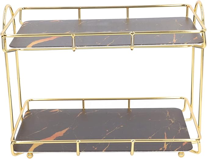 Bathroom Shelf 2 Tier Standing Storage Rack Cosmetic Holder Gold (l)