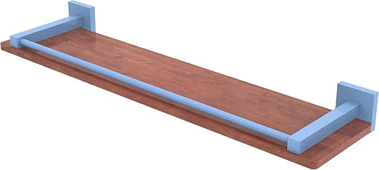 Allied Brass MT-1-22-GAL-IRW-FTB Montero Collection 22 Inch Solid IPE Ironwood Shelf with Gallery Rail, Flat Troll Blue