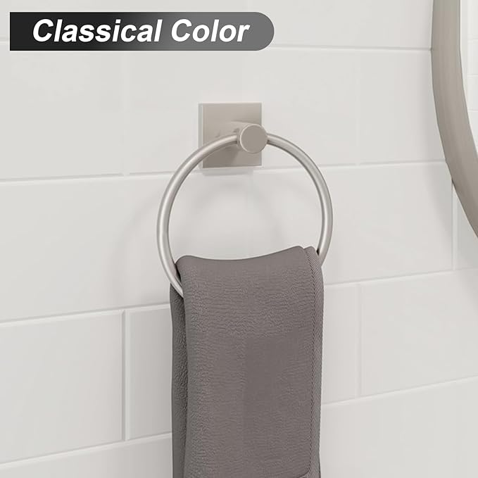 BGL Towel Ring Brushed Nickel Modern Hand Towel Ring 2 Packs for Bathroom Wall Mounted Bathroom Towel Holder Bathroom Towel Rack