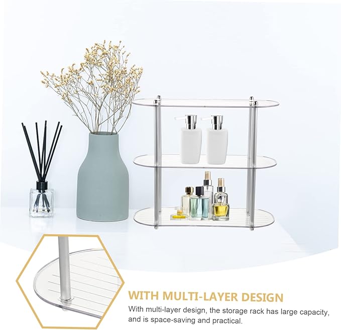 GLEAVI Multi-Layer Storage Rack Removable 3-Tier Organizer Shelf Bathroom and Desktop Cosmetic Holder Stylish Shelving for Home Supplies