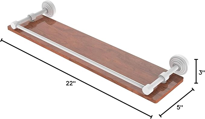 Allied Brass WP-1-22-GAL-IRW Waverly Place Collection 22 Inch Solid IPE Ironwood Gallery Rail Wood Shelf, Matte White