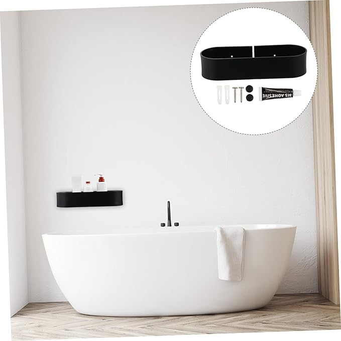 PRETYZOOM 1pc Punch Wall-Mounted Metal Shelf Bathroom and Kitchen Storage Rack Organizer for Toiletries Easy to Install High Fence Design to Prevent Falling Items
